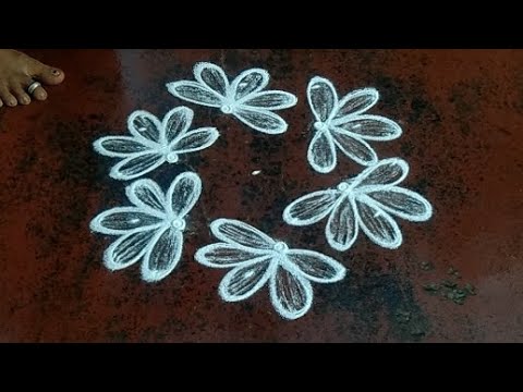 Simple rangoli design with dots #rangoli #kolam #rangolikolam #easyrangoli