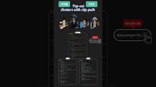 pop out Avatars with clip path #html #css #js