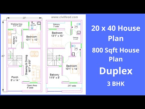 20 x 40 House plan | 800 Sqft House Plan | 3 BHK Duplex