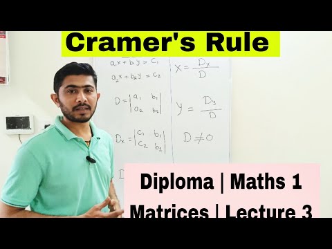 Diploma |  Maths 1 | Matrices | Lecture 3 #engineering #diploma #maths #cramersrule #matrices