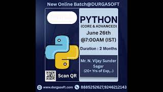 🚀 New Online Python Batch at DURGASOFT!