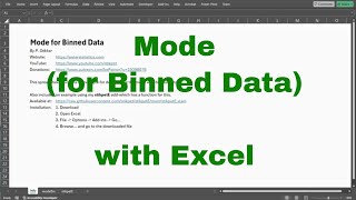 Excel - Mode for Binned Data
