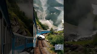 AI Versi..Landslide on The Train track ( Guess what's moving, the rock or the train??🤔 )