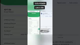 TATA POWER" App Payment Proof | Bank Withdrawal ₹1178 #earnmoneyonline  #shorts