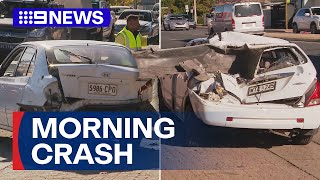 Chaos as six cars involved in Adelaide crash | 9 News Australia