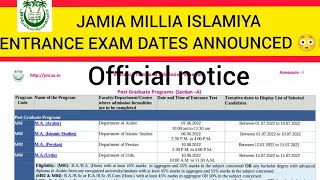 jmi entrance exam date announced 2022|| jmi application form 2022||