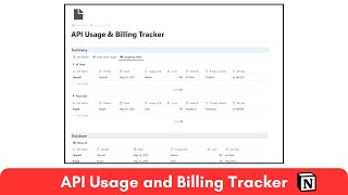 API Usage and Billing Tracker | How to track API Usage and Billing Costs in @Notion