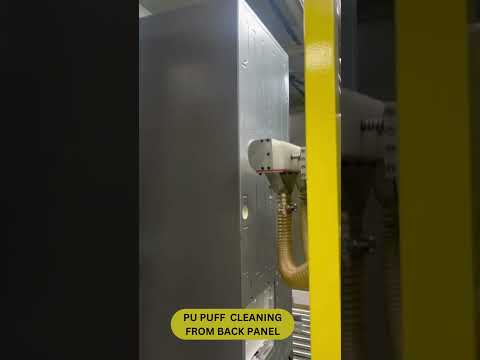 PU PUFF CLEANING FROM BACK PANEL  #factoryautomation #machine #advancedmanufacturing #shorts