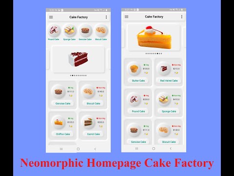 Part 02: Homescreen Cake Factory | Neomorphic design | Creative Developer | Ecommerce design flutter