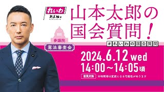 山本太郎の国会質問！参議院・憲法審査会（2024年6月12日14:00頃～）