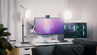 Building A Modern White Living Room Desk Setup - Featuring Elgato