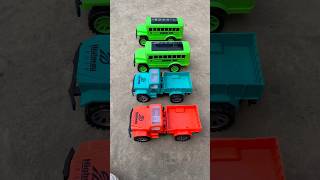 Remote control 2 school bus and 2 truck racing
