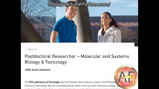 Postdoctoral Researcher: Molecular and Systems Biology & Toxicology, ETH Zurich, Switzerland