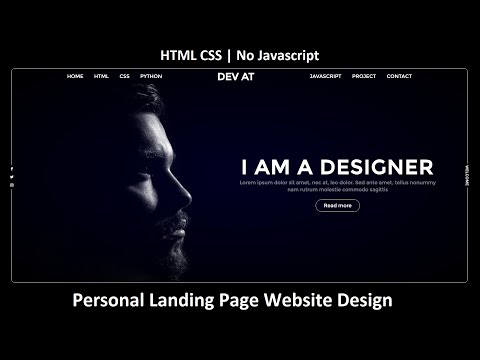 Personal Landing Page Website Design | HTML CSS | No Javascript