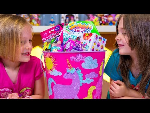 Fun Unicorn Easter Basket filled with Surprise Toys Toy Eggs Blind Bags for Girls Kinder Playtime