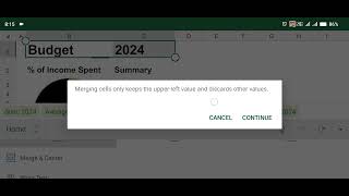 Merge Cells in Excel Android App