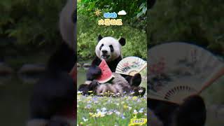 大熊猫叻叻吃西瓜摇扇子大暑快乐 Happy Great Heat Festival to Le Le Baby 🐼🥰20250722 #lelepanda  #大熊猫叻叻