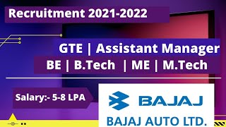 BAJAJ AUTO LTD Off Campus Drive For 2022 Batch | Bajaj Recruitment 2021 | Auto Ltd Hiring 2022 Batch