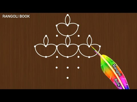 Attractive Karthikai Dheepam Vilakku Kolam|7*1|Cute Diya Muggulu|Dots Kolam|Rangoli Book|