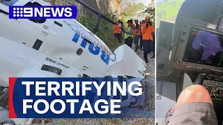 Australian couple share terrifying footage of helicopter crash in Bali | 9 News Australia