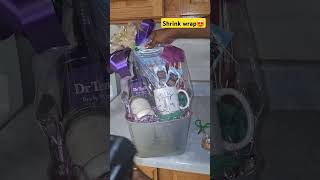 Hold it at the top so it won't shrink down too far! #giftbaskets #shrinkwrap #giftideas #allyear