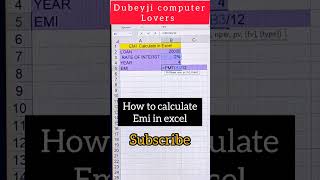 How to calculate EMI in excel | EMI kaise niklte hai excel mai || #excel #shorts #shortsvideo