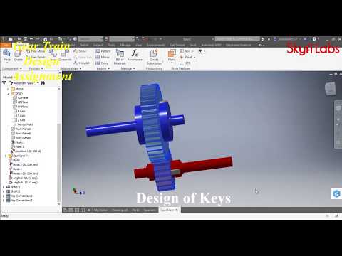 Gear Train Design using Autodesk Inventor - Project assignment for Skyfi Labs online course
