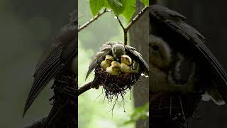 A Warbaler mother gently raised her chick in the form of rain. #Birdlove #nature ..