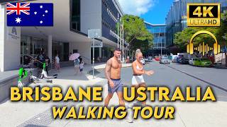 WALKING TOUR AROUND BRISBANE AUSTRALIA | City, South Bank & West End | 4K UHD | Binaural Audio