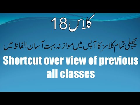Class 18.  Shortcut over view of previous all classes (Urdu/Hindi). Knowledge fore students
