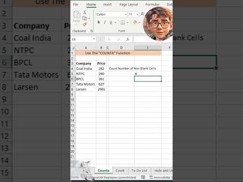 Use The COUNTA Function #excel #office #msoffice #microsoft