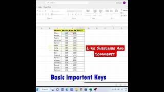 Basic Important Keys #exceltipshindi #excel #excelsheet #excelsolutions #exceltips #excelhindi