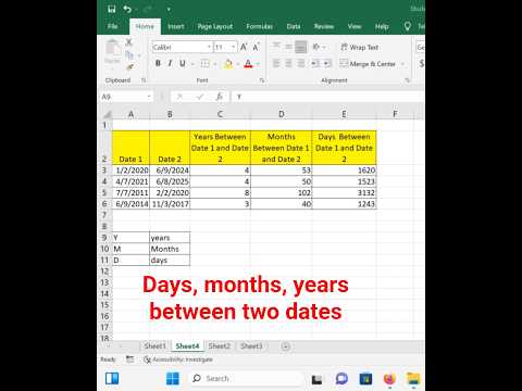 Find Total Days,Months and years between two dates in excel #shorts #excel #datedif