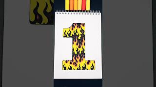 "1" with Fire! 🔥🎨✨️ #shortsart #fireart #shorts