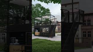 Cafe Container Design 3D Model #container #cafe #3dmodel #restaurant #design