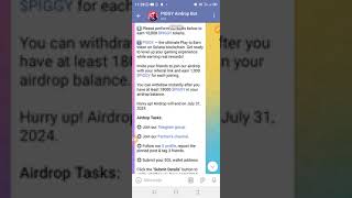 Piggy AIRDROP Listing Withdrawal Confirmed 👇 July 31|| Sign up now