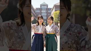 【袴姿の２人】 #ai美女 #aivideo #aiガール #lookbook #filmora #aiart #かわいい#hakama#summar