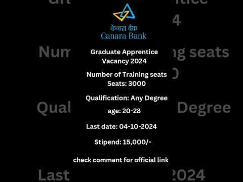 Canara bank apprenticeship notification 2024 | bank job notifications 20204