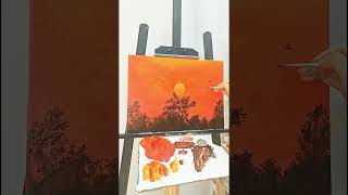 🪐#sunset #sunsetview #howtodraw #howtopaint #paintingtutorial #artprocess #acrylic #artteacher