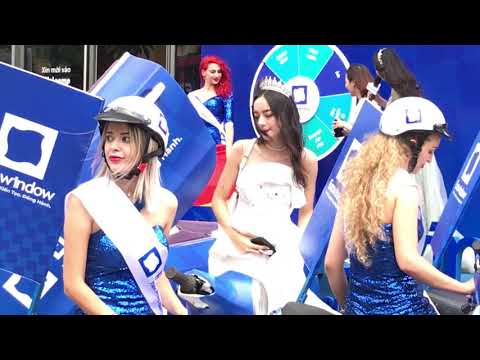 Beautiful girls in a street show