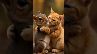 Hero Cat Saves Falling Squirrel from Durian Tree! #cute #animals #catsfun