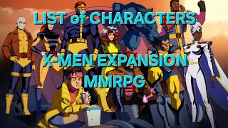 List of Characters! X-men Expansion MMRPG