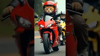 Kitten & his Father Enjoy Bike Ride | #ai #shortsfeed #eidmubarak #eid #bike #viralshort