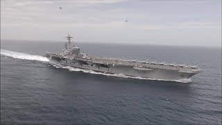 耀武扬威的美国海军布什号航母战斗打击群
