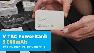 V-TAC Power Bank külső akkumulátor SuperSmall (2xUSB) - 5000 mAh