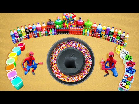 Experiment: Big Toothpaste Eruption from Apple Hole, Orbeez Bucket, Giant Fanta, Coca Cola & Mentos