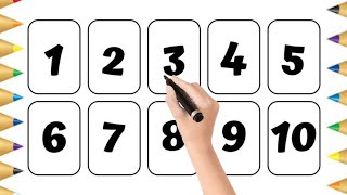 Numbers writing 1-10, Alphabets ABCD , A for Apple 🍎,  2D Shapes|