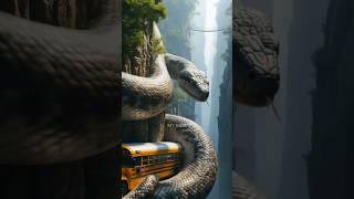 Helpless Bus Trapped by a Giant Snake #shorts #SnakeAttack #ThrillerScene #FantasyMonster