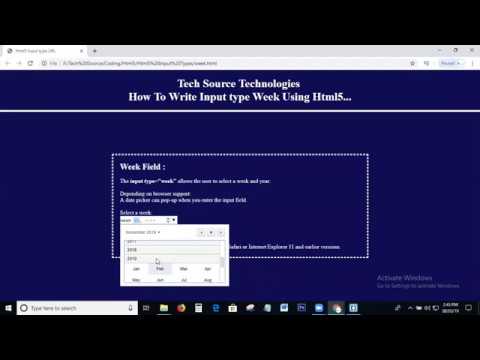 Input Type Week In Html | Html5 Input type Week | Html5 Input types