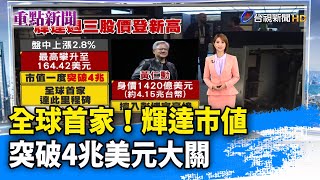 全球首家！輝達市值 突破4兆美元大關【重點新聞】 -20250710